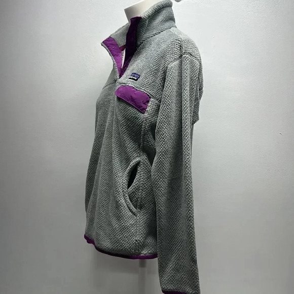 Patagonia Re Tool Snap Down Fleece Sweater Top Gray Purple Womens Size M Medium - Picture 6 of 9